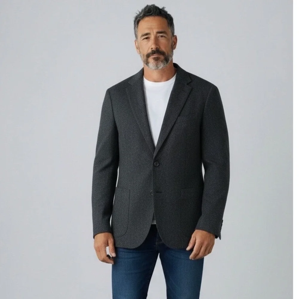 J.Crew Ludlow Slim Blazer 44L Charcoal Grey Abraham Moon Wool Suit Jacket